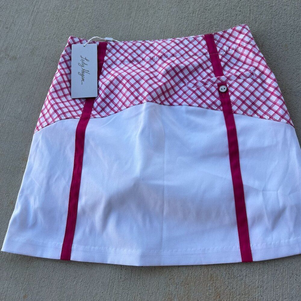 NWT Lady Hagen Windowpane Block Skort Pink Crush sz 0